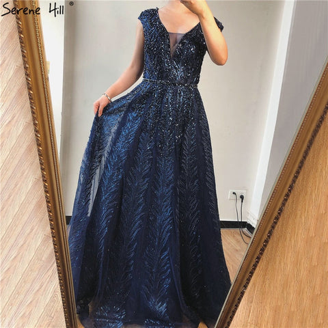 Pink V-Neck Evening Dresses Long 2025 Lace Beading Crystal Sleeveless A-Line Evening Gowns LA70225