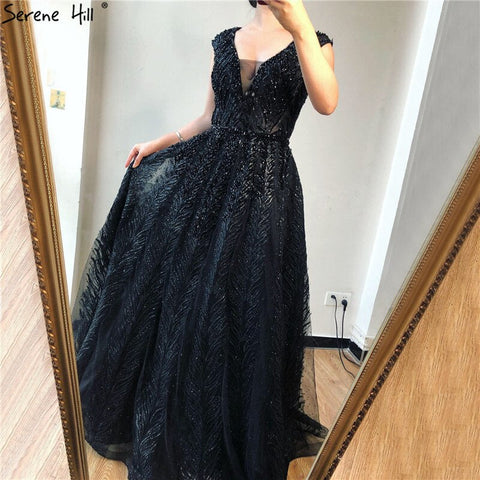 Pink V-Neck Evening Dresses Long 2025 Lace Beading Crystal Sleeveless A-Line Evening Gowns LA70225