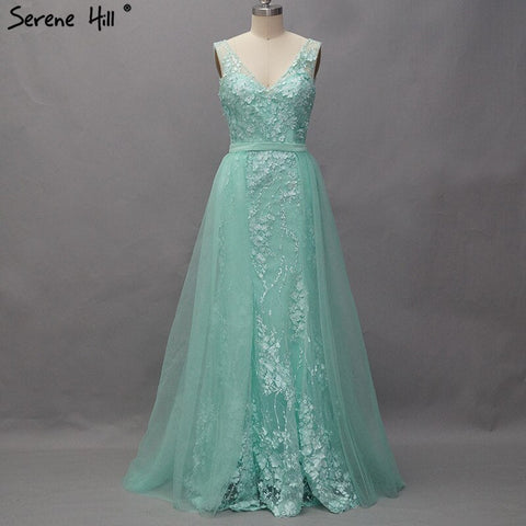 On Sale No Return No Refund Pink V-Neck Sexy Mermaid Dubai Evening Dresses 2025 Sleeveless Handmade Flowers Pearls Evening Gowns LA60737