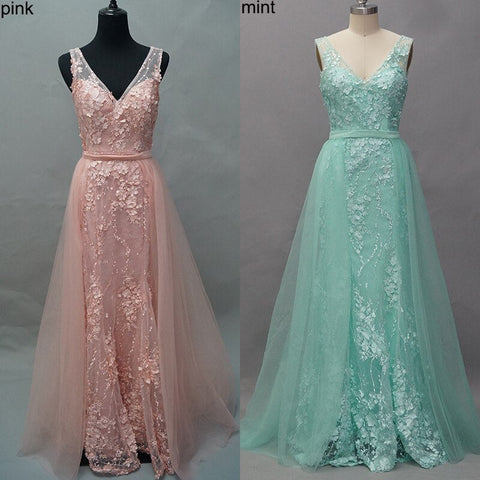 On Sale No Return No Refund Pink V-Neck Sexy Mermaid Dubai Evening Dresses 2025 Sleeveless Handmade Flowers Pearls Evening Gowns LA60737
