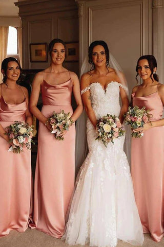 Silk Satin Floor Length Bridesmaid Dresses, Wedding Party Dresses
