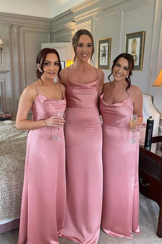 Silk Satin Floor Length Bridesmaid Dresses, Wedding Party Dresses