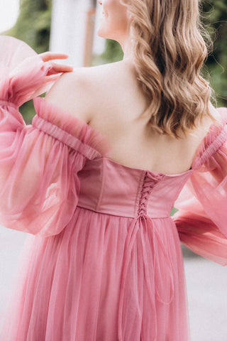 Pregnancy pink dress floor length baby shower dress