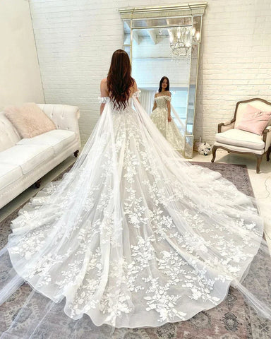 Princess Wedding Dresses For Elegant Women Off the Shoulder Sweetheart Lace Appliques Bridal Gown Ball Gown vestido de noiva