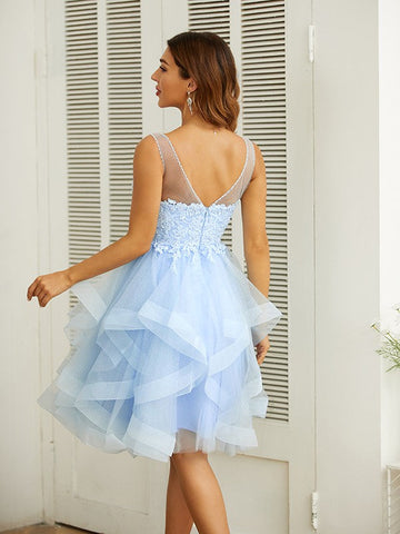 Applique V-neck Knee-Length Dresses SYH58