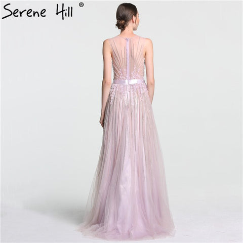 On Sale No Return No Refund Sale Purple  Dream O-Neck Sleeveless Sexy Evening Dresses Diamond Handmade Flowers A-Line Formal Dress 2025 LA6122