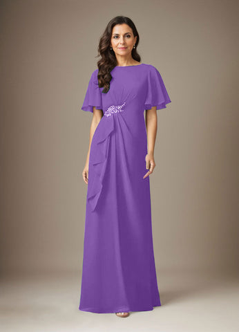 Dark Navy Sheath Beaded Chiffon Dress