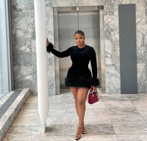 Robe de soirée noire sexy à manches longues Y2515