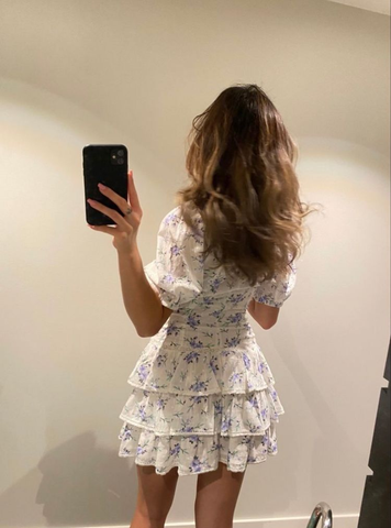 Vestido floral con escote en V profundo, lindo vestido de fiesta de línea A Y2317