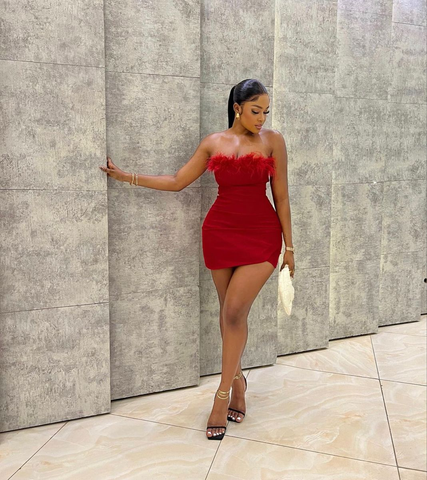 Vestido rojo sin tirantes para baile de bienvenida. Vestido rojo de fiesta Y2222