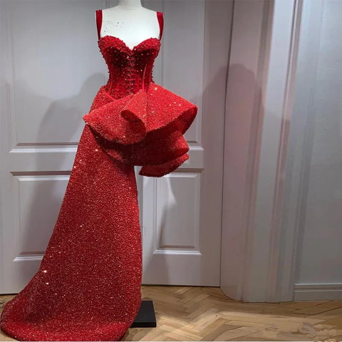 Robe de soirée d'anniversaire luxueuse coupe trapèze, robe de bal de fin d'année coupe trapèze Y6711