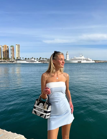 Vestido tubo corto sin mangas y sin tirantes para mujer, estilo casual patchwork, ajustado, para la playa, vacaciones, fiesta o regreso a casa Y7261