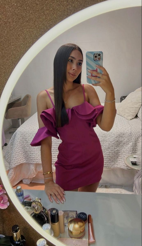 Vestido corto fucsia sexy para fiesta de bienvenida Y4879