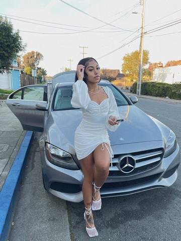 Robe de bal rétro blanche à manches longues Y2527