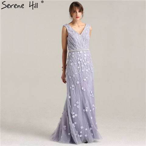 On Sale No Return No Refund Sale Real Photo Deep-V Sexy Evening Dress Long Beading Pearls Tulle Sleeveless Mermaid Party Evening Dress 2025 LA6255