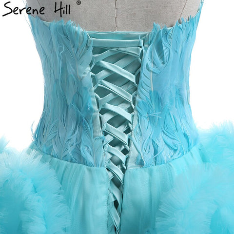 Robe de mariée luxueuse à plumes, longueur mi-mollet, avec traîne longue et duveteuse, modèle HA2032, 2025 