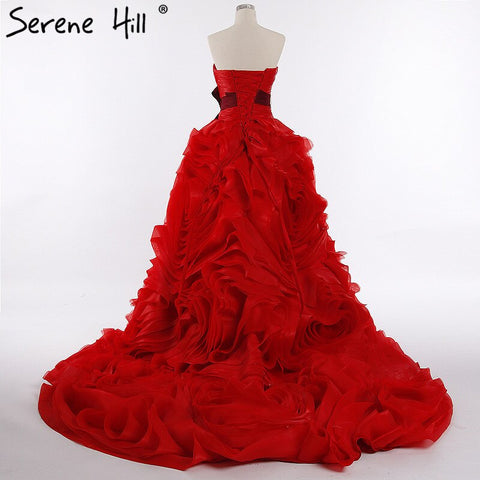 Real photo 2025  Brand Design Robe De Mariage Bridal  Wedding Dress Ruffles Beading Crystal  Burgundy Wedding Dress HM6681