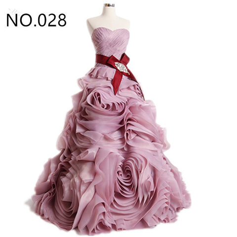 Real photo 2025  Brand Design Robe De Mariage Bridal  Wedding Dress Ruffles Beading Crystal  Burgundy Wedding Dress HM6681