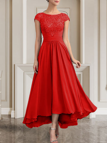 A-line Scoop Floor-Length Lace Chiffon Mother of the Bride Dress With Sequins