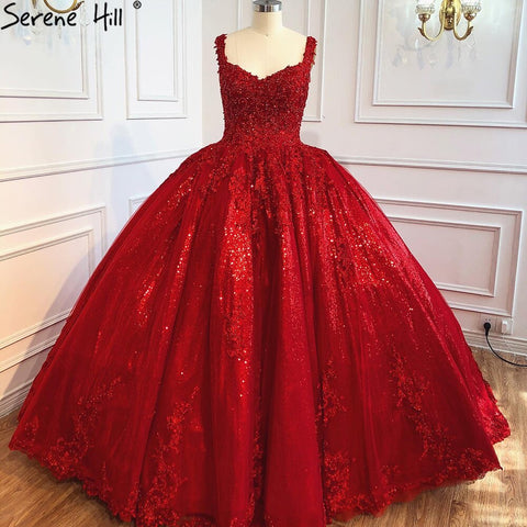 Ruhigen Hill Red Ärmellose Sexy Hochzeit Kleider 2025 Dubai High-end-Perlen Perlen Braut Kleid HA2440 Nach Maß