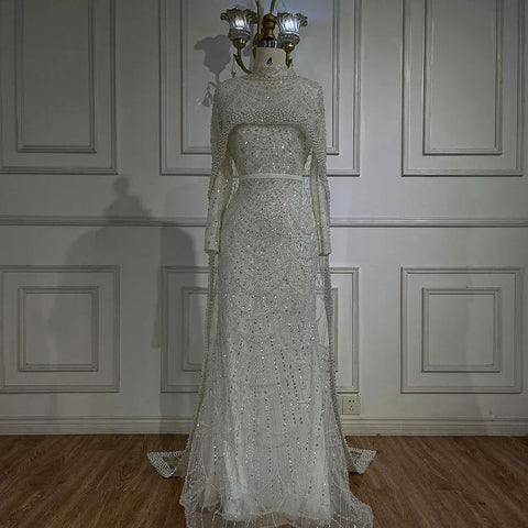 Robe de soirée longue style sirène pour femme musulmane, tenue de soirée de luxe, style Dubaï, Arabie saoudite, pour fête de mariage, 2025, LA72032M 