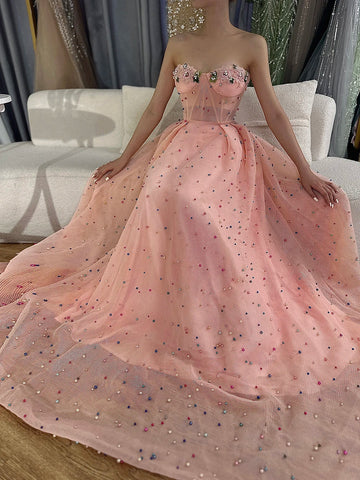 Robe de soirée en tulle illusion sans manches, fleurs colorées, perles, mode plage, LA6490