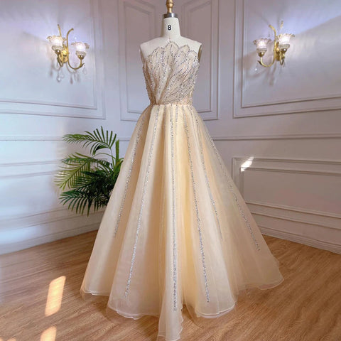 Lilac A-Line Elegant Scalloped Strapless Sexy Evening Dresses Gowns Beaded 2025 For Women Wedding Party LA71643