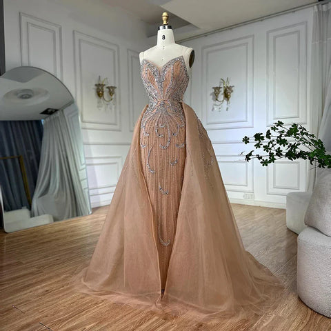 2025 Turquoise Strapless Mermaid Saudi Evening Dress Gown With Overskirt for Formal Occasion LA72880