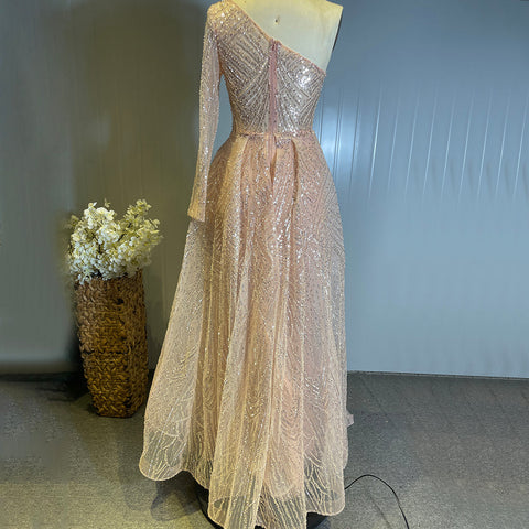 Peach Mermaid Overrok Luxe Avond Jurken 2025 Kralen Elegante Sexy Voor Vrouwen Party LA71563