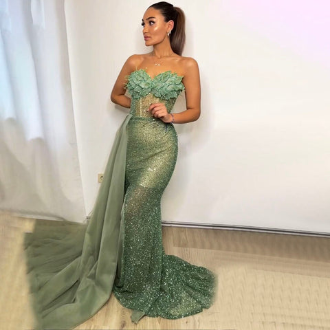 Turquoi Mermaid Sexy Strapless Elegant With Skirt Lace Beaded Luxury Party Dresses Formal Women Evening 2025 LA71787
