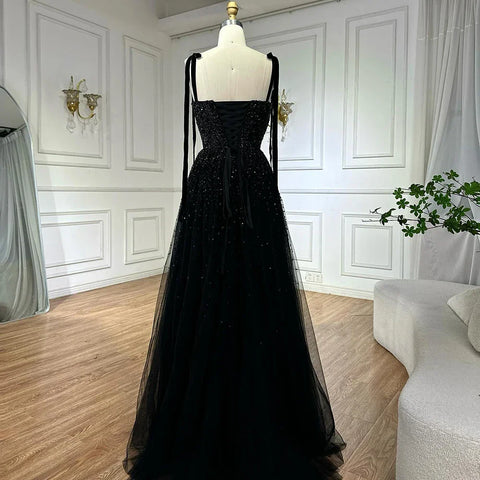 Luxury Saudi Wine Red Beaded Evening Gown Spaghetti Strap Floor-Length for Formal Occasion LA70600A