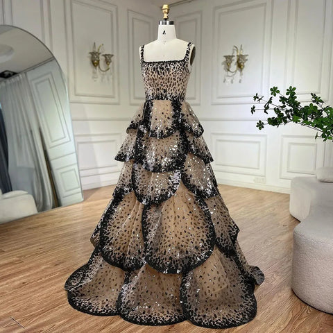 Robe de soirée luxueuse à volants et sequins scintillants, style robe de bal, LA72505 