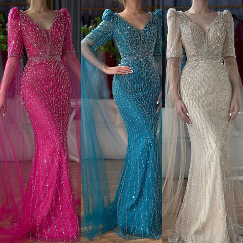 Luxury  Fuchsia Evening  Dress  Mermaid Gown for Formal Occasion LA72774