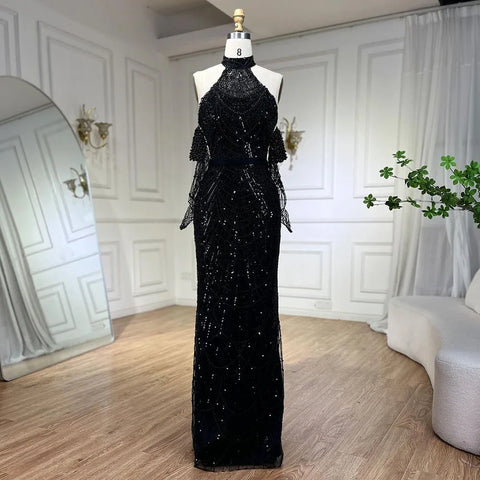 Dubai Arabia Luxury Evening Dresses Gowns 2025 for Women Nude Mermaid With Gloves for Wedding Parties LA72032A