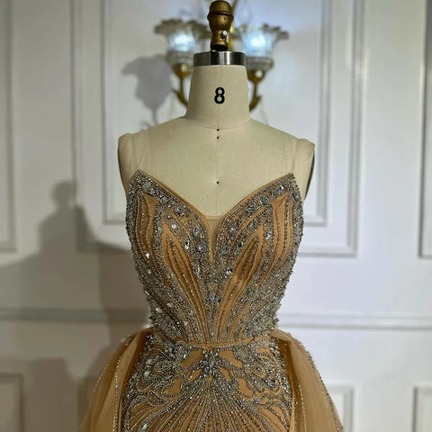 2025 Turquoise Strapless Mermaid Saudi Evening Dress Gown With Overskirt for Formal Occasion LA72880