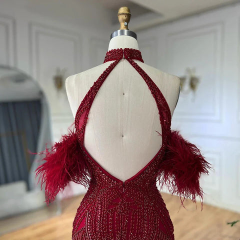 Silver Nude Strapless Mermaid Open Split Sexy Evening Dresses Luxury Beaded Tassel Party Gowns For Women LA72083