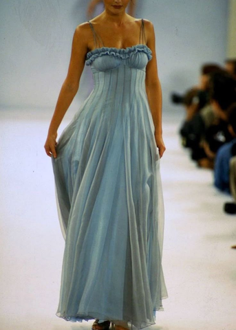 Robe de soirée vintage en tulle à fines bretelles, coupe trapèze, modèle Y8191