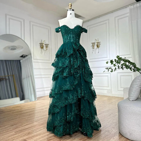 Robe de soirée noire style arabe, fendue, bretelles spaghetti, coupe trapèze, en dentelle et perles, pour femme, tenue de mariage, LA72586 