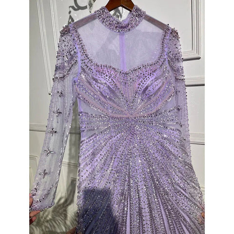 Robe de soirée sirène champagne de luxe avec jupe amovible LA71533