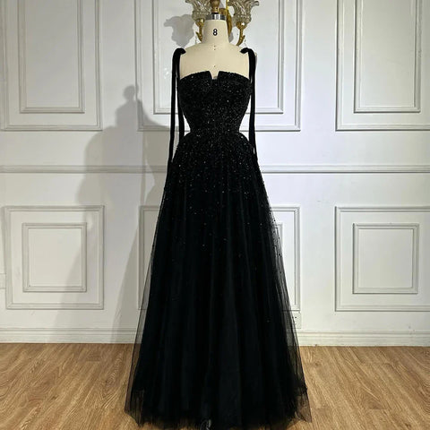 Luxury Saudi Wine Red Beaded Evening Gown Spaghetti Strap Floor-Length for Formal Occasion LA70600A