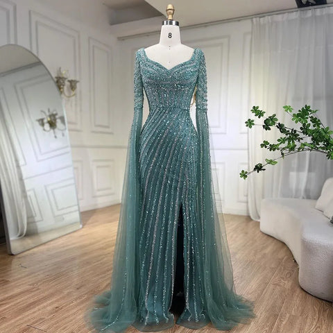 Blue Sweetheart Mermaid Evening Gown with Beaded Overskirt - Luxury Dresses for Woman's Wedding Party 2025 LA72314