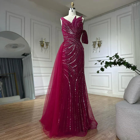 2025 Arabic Pink Mermaid Elegant One Shoulder Beaded Long Evening Dresses Gowns for Formal Occasion LA72662A