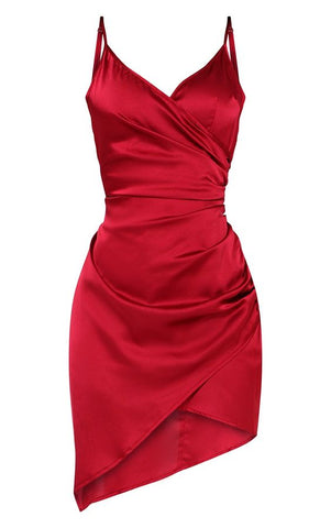 Robe de bal courte en satin à fines bretelles S12609