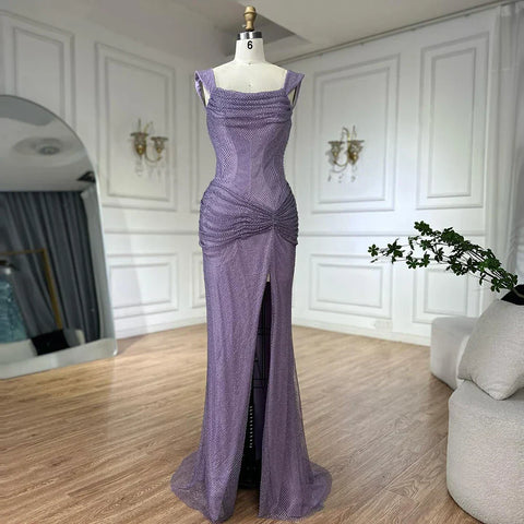 Elegant Purple Evening Dresses Gowns with Sleeveless Tulle for Formal Occasion 2025 LA72790