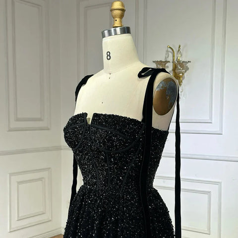 Luxury Saudi Wine Red Beaded Evening Gown Spaghetti Strap Floor-Length for Formal Occasion LA70600A