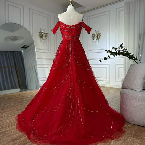 2025 Arabic Pink Mermaid Beaded Evening Gown with Detachable Satin Overskirt for Formal Occasion LA72781