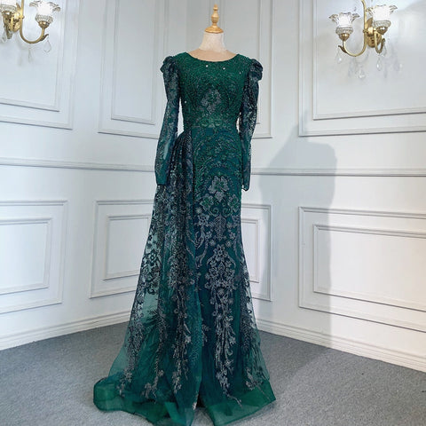 Robe de soirée musulmane de luxe marron, jupe sirène perlée, élégante pour femmes, LA71610, 2025 