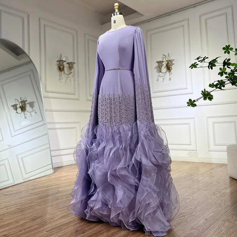 Luxury Mermaid Nude Evening Dresses with Cape Sleeves LA72317A