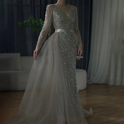 Purple Mermaid Elegant With Skirt Lace Beaded Luxury Evening Dresses Gowns For Woman Wedding Party 2025 LA71752