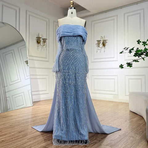 Luxury Tassel Lilac Off Shoulder Evening Dress with Cape LA72374